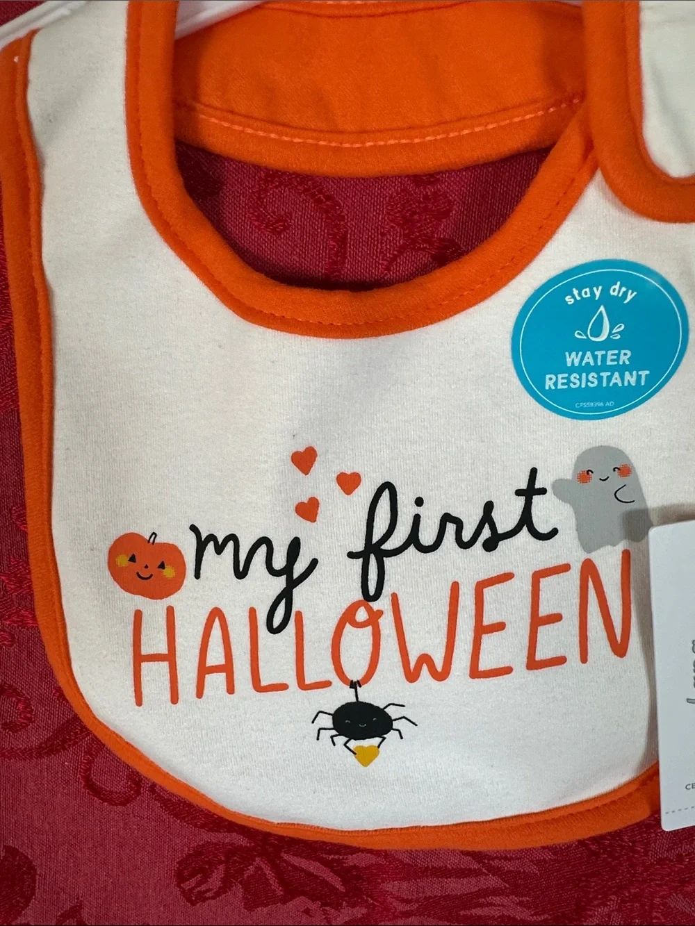 Carter's White Bib with Orange Trim 